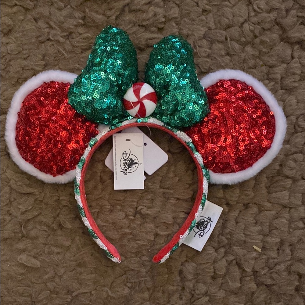 Disney Holiday Minnie Mouse Costume Headband Red and Green